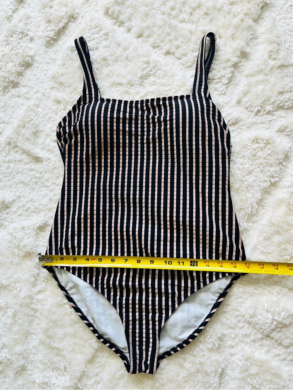 Shade & Shore Striped Ribbed Full Coverage One Piece Swimsuit Size M - Picture 9 of 12